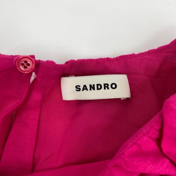 Sandro Pink Ruched Mini Dress | Women’s Size L - Picture 9 of 9